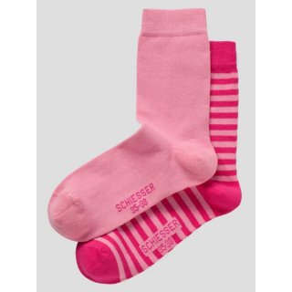 Schiesser Mädchen -  Socken / Söckchen im Doppel Sparset Pink/ Gestreift