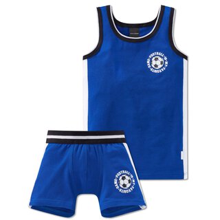 Schiesser Jungen -  Unterwsche Set Unterhemd + Shorts aus der Serie Fuball Blau